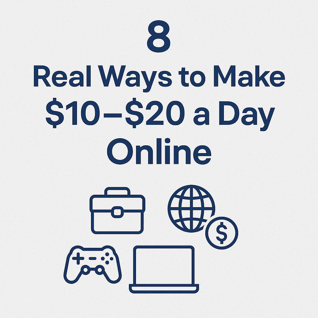 Discover 8 legitimate ways to make $10–$20 a day online with no special skills required. From paid surveys and testing websites to gaming and microtasks, start earning consistently today!